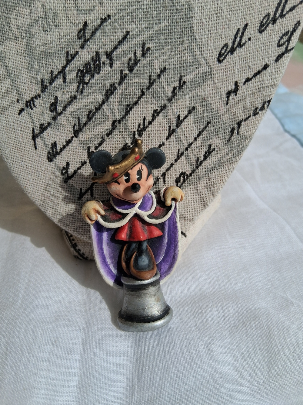 Disney Minnie Mouse Figurine with Purple Cape and Red Dress
